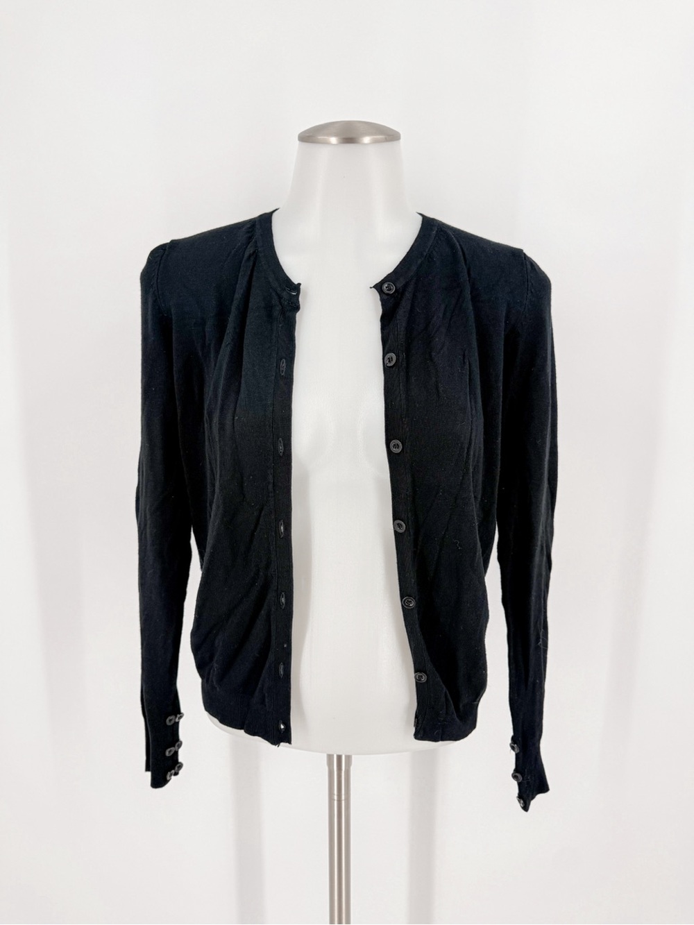 Mango Black Knit Button-Up Cardigan
